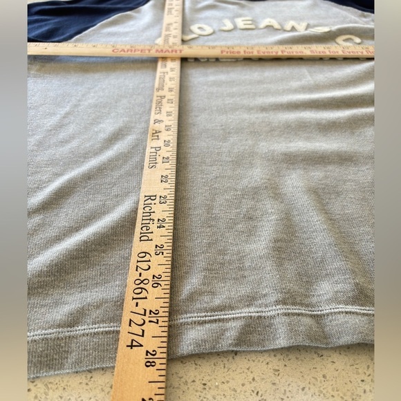 RALPH LAUREN POLO JEANS Sweater Pullover Ringer Shirt Logo Mens Large Gray Navy - Picture 9 of 11